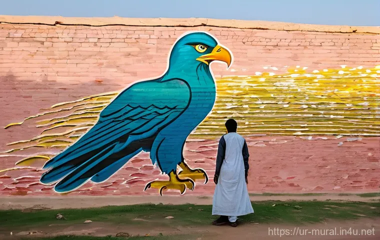 벽화여행 전통과 현대의 만남 - **A Modern Vision for Environmental Harmony:**
    A large, impactful mural on the side of a contemp...