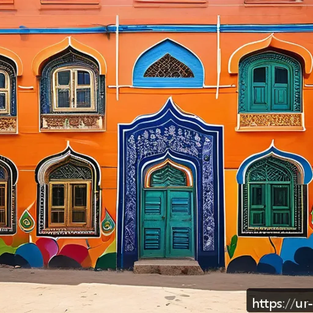 벽화여행 추천 코스 - A vibrant street mural in Karachi’s famous alley art district, showcasing traditional and modern Urd...