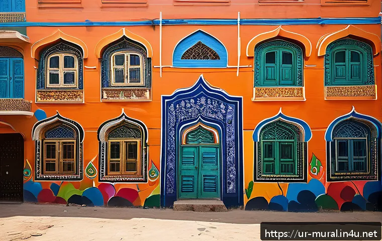 벽화여행 추천 코스 - A vibrant street mural in Karachi’s famous alley art district, showcasing traditional and modern Urd...